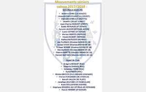 Mouvements Séniors Saison 2017/2018