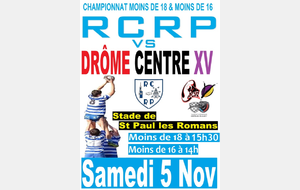 MOINS DE 16 : Match contre Drôme Centre XV